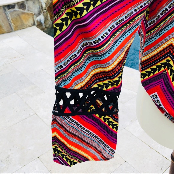 XOXO Funky Bright Color Top with Waist Tie - Picture 4 of 8